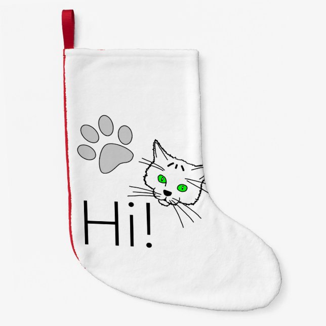 Cat - Hi! Small Christmas Stocking (Front)
