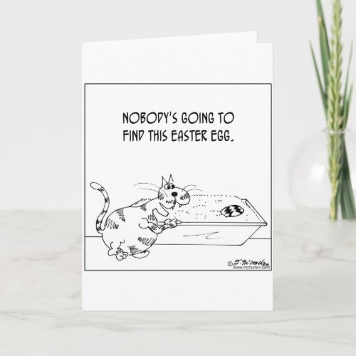 Cat Hides Easter Egg Holiday Card