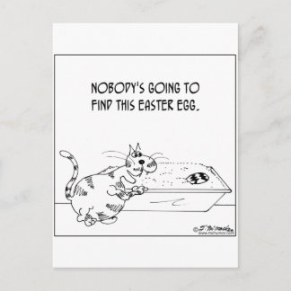 Cat Hides Easter Egg Holiday Postcard