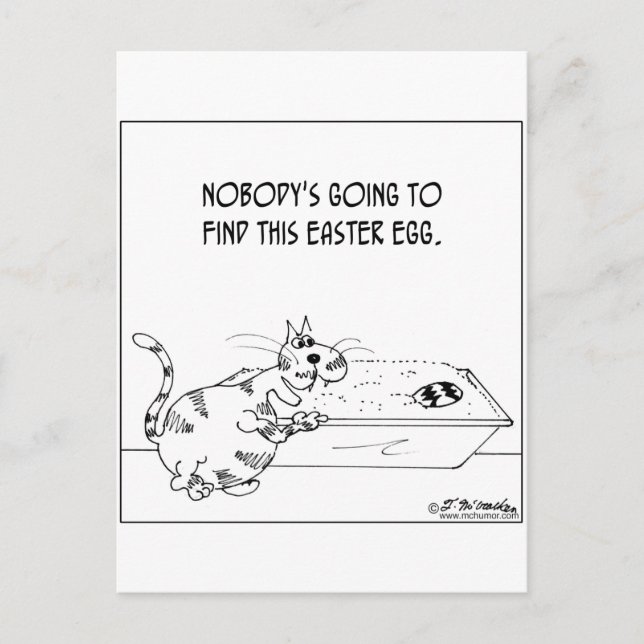 Cat Hides Easter Egg Holiday Postcard (Front)