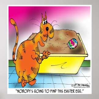Cat Hides Easter Egg Poster