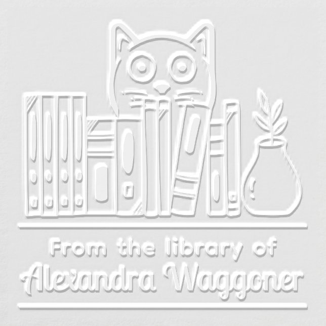 Cat Hiding Behind Books “from the Library of” Embosser (Design)