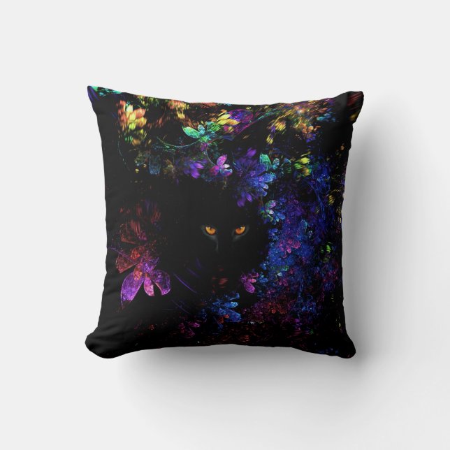 Cat Hiding In Flowers Throw Pillow (Front)