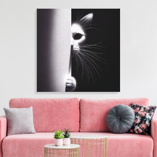 Cat Hiding In Shadows Canvas Print
