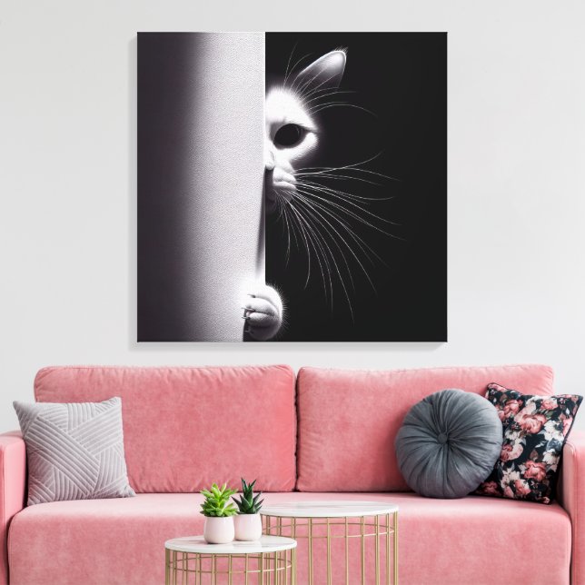 Cat Hiding In Shadows Canvas Print (Insitu(LivingRoom))