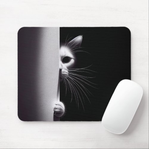 Cat Hiding In Shadows Mouse Pad