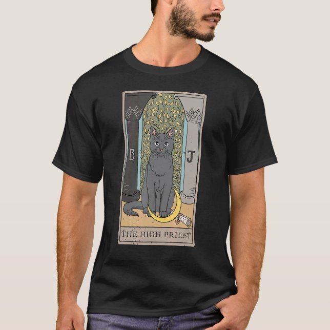 Cat High Priest Tarot Card for a Tarot Card Reader T-Shirt (Front)