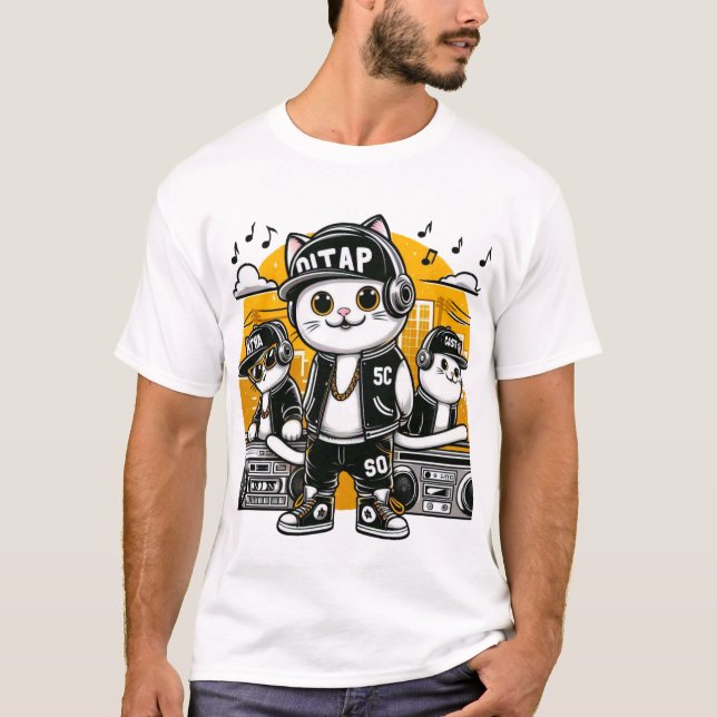 Cat hip hop T-Shirt (Front)