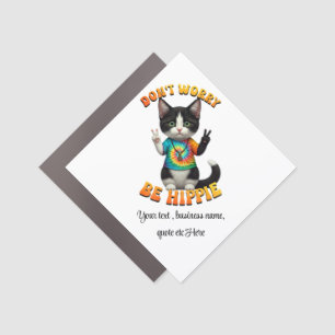 Cat Hippie Boho Peace Groovy Personalize Custom Car Magnet