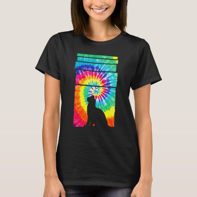 Cat Hippie Tie Dye Cat   T-Shirt (Front)
