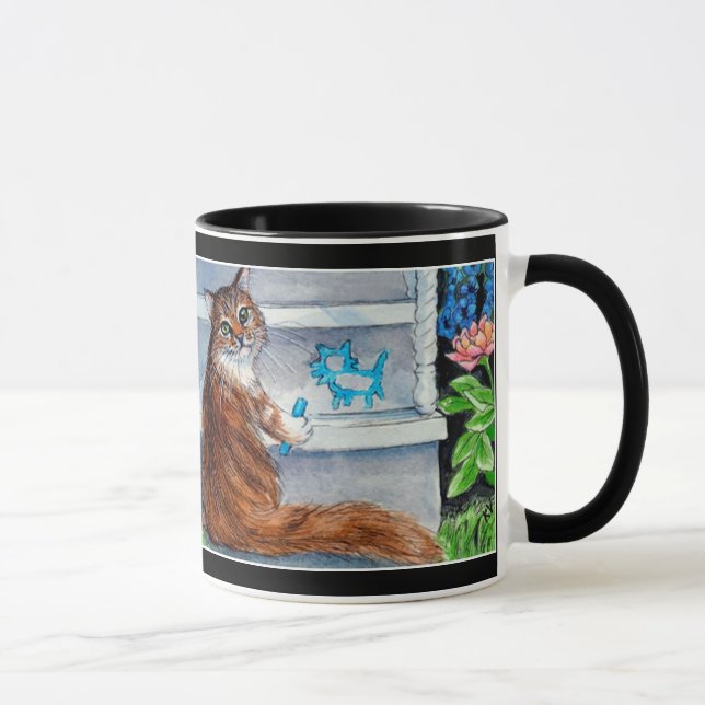 Cat hobo sign, kind lady lives here mug (Right)