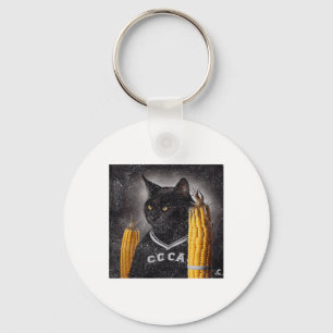 Cat Hockey Corn On The Cob  Keychain