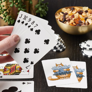 Cat Holding Fish Poker Cards