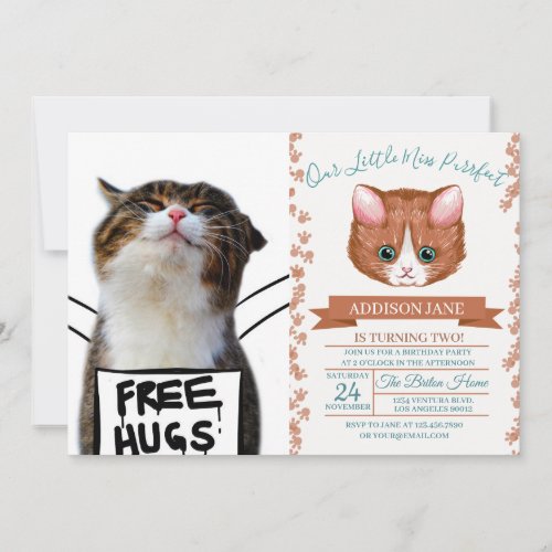 Cat Holding Free Hugs Sign Invitation