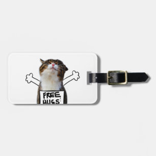 Cat Holding Free Hugs Sign Luggage Tag