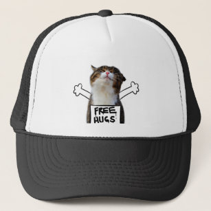 Cat Holding Free Hugs Sign Trucker Hat