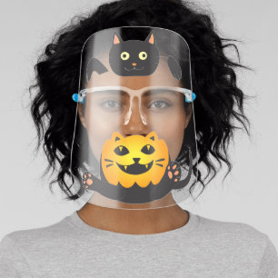 Cat Holding Jack-o'-Lantern Face Shield