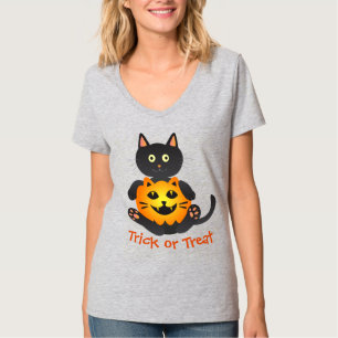 Cat Holding Jack-o'-Lantern T-Shirt