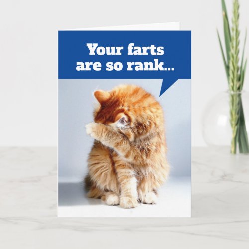 Cat Holding Nose Due To Smelly Farts Birthday Card