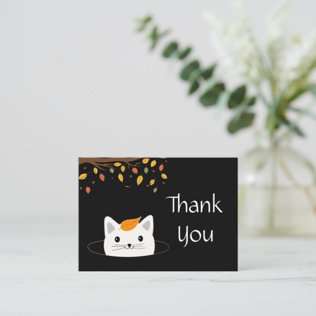 Cat Hole Thank You Note Card (Standing Front)