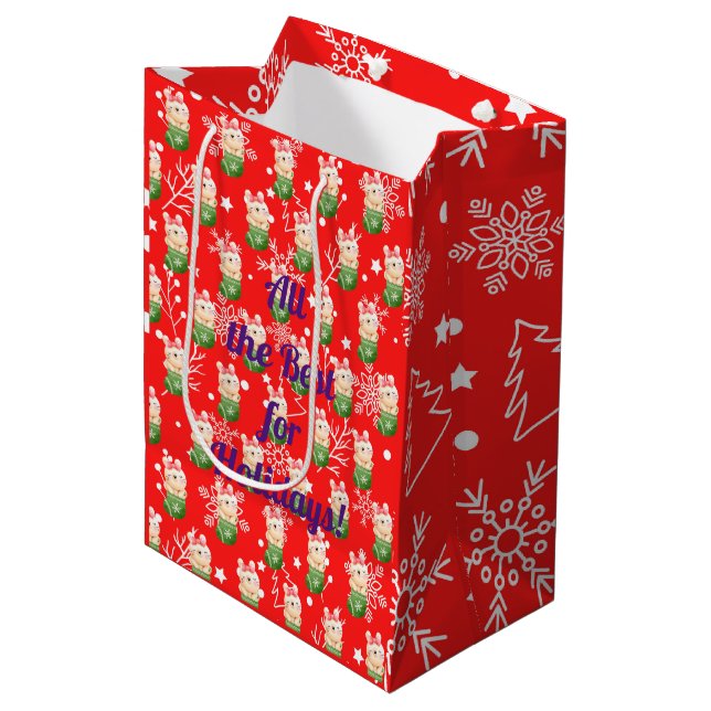 Cat Holidays Customize Medium Gift Bag (Front Angled)