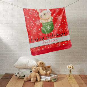 Cat Holidays Customize Text and Name Baby Blanket