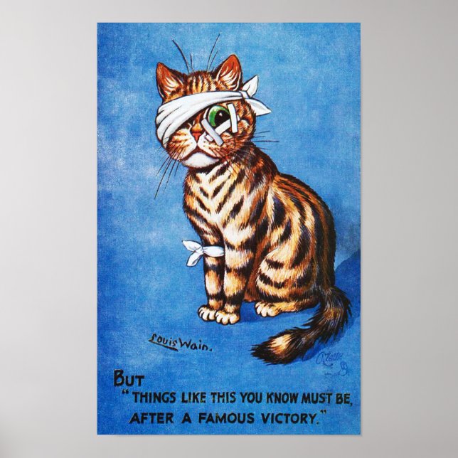 Cat Honorable Injury, Louis Wain Poster (Front)