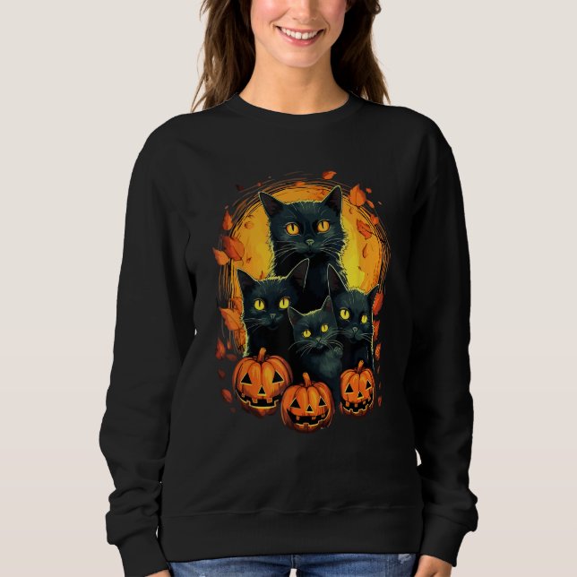 Cat Horror Cute Halloween for Cat Kitty Sweatshirt (Front)