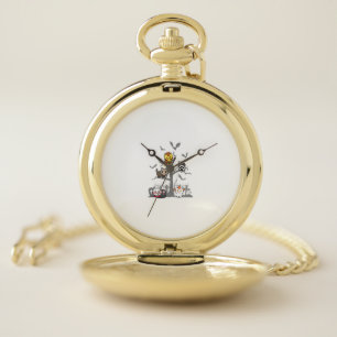 Cat Horror Movies Lazy Halloween Costume for Felin Pocket Watch