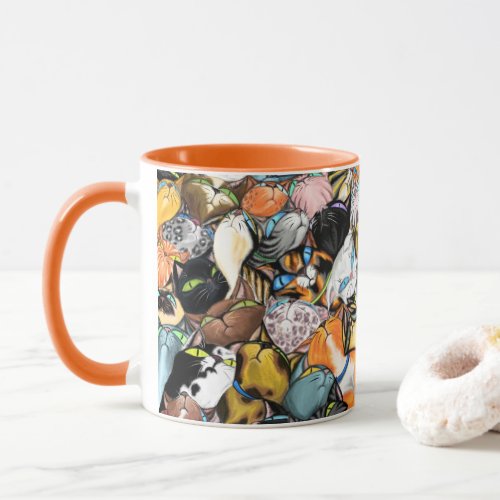 Cat House _ Colorful Cuddling Cats Hug _ Painting Mug