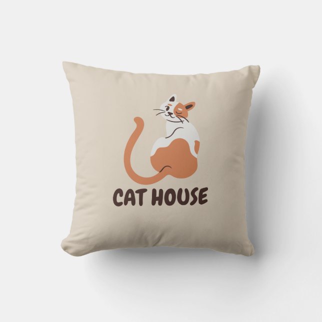 cat house pillowcase  throw pillow (Front)