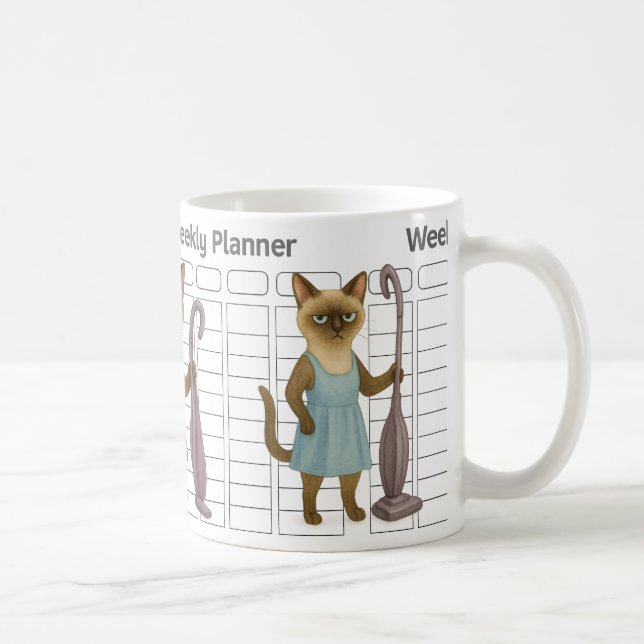 Cat Housewife weekly planner Coffee Mug (Right)