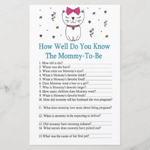 Cat How well do you know baby shower game