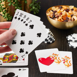 Cat Hugging Heart Adorable Love Kitty Poker Cards