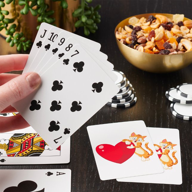 Cat Hugging Heart Adorable Love Kitty Poker Cards (Creator Uploaded)