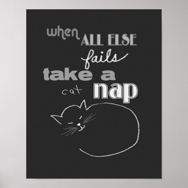 cat humor quote poster gray and white (Front)