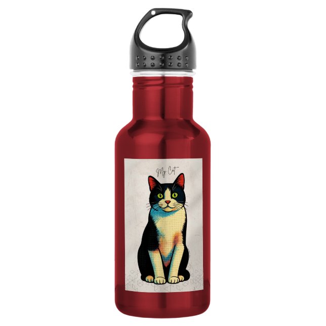 Cat Hush Stainless Steel Water Bottle (Front)