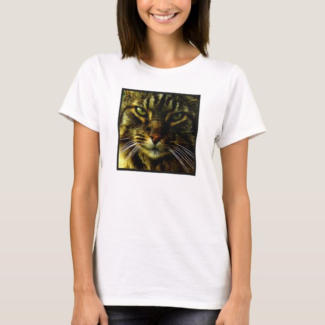 Cat Hypnotizing Look Photo T-Shirt (Front)
