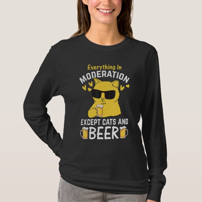 Cat I Everything In Moderation Except Cats and Bee T-Shirt (Front)