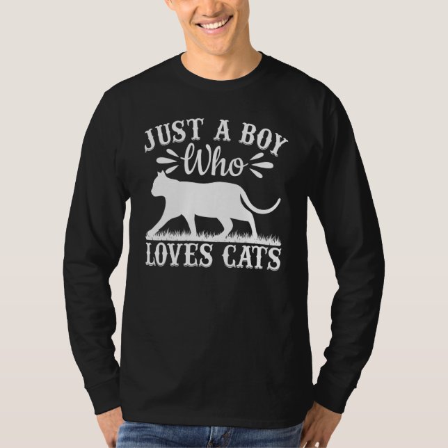 Cat  I Just A Boy Who Loves Cats T-Shirt (Front)