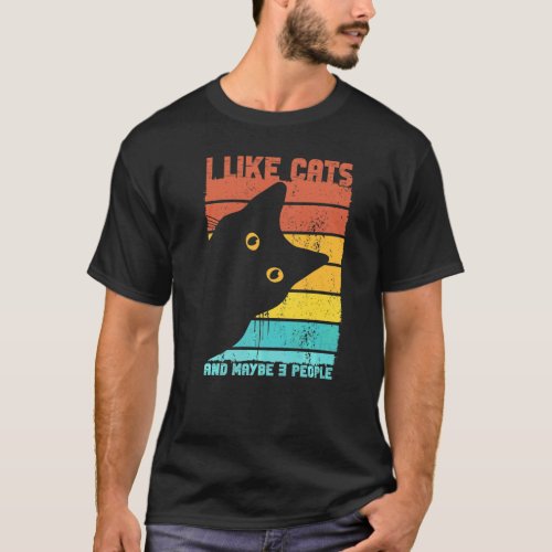 Cat I Like Cats And Maybe 3 People Introvert T_Shirt