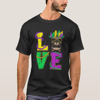 Cat I Love Kitten Mardi Gras Men Women Kids T-Shirt