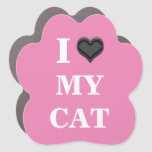 Cat | I Love My Cat Black Heart On Pink Car Magnet at Zazzle