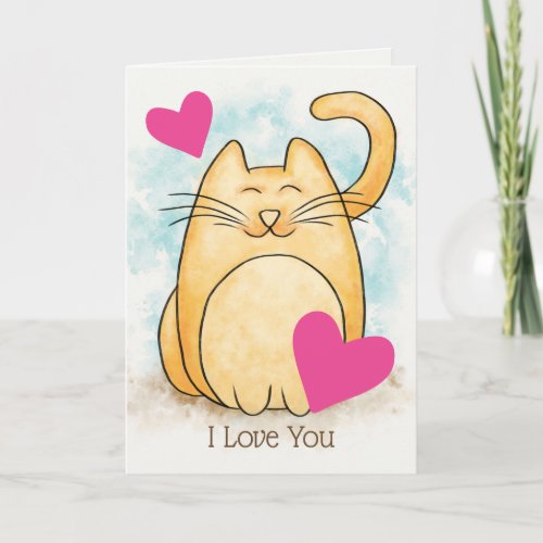 Cat I Love You Custom Greeting Card