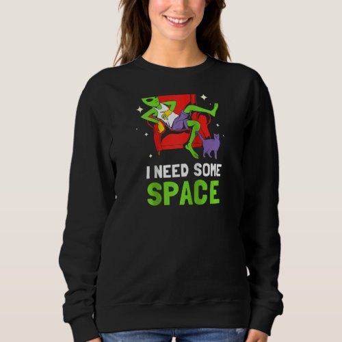 Cat I Need Some Space Alien Raglan Sweatshirt