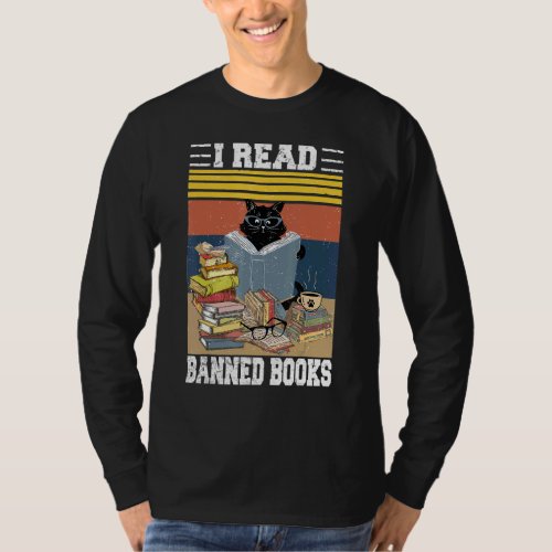 Cat I Read Banned Books Bookworms Reading Book 12 T_Shirt