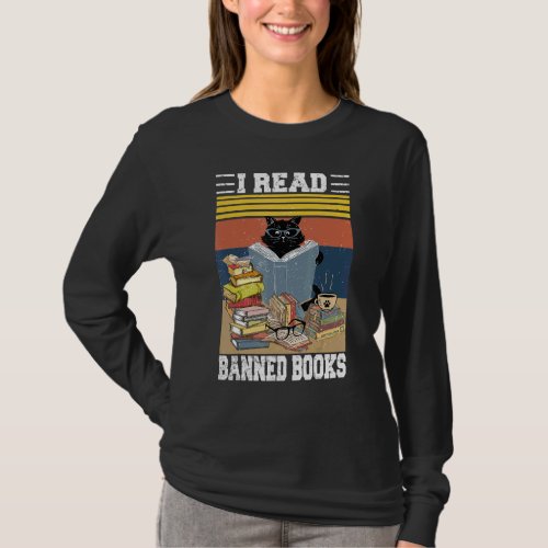 Cat I Read Banned Books Bookworms Reading Book 12 T_Shirt