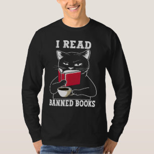 Cat I Read Banned Books Bookworms Reading Book T-Shirt