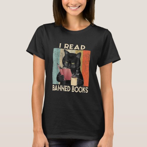 Cat I Read Banned Books men Bookworms Reading Book T_Shirt