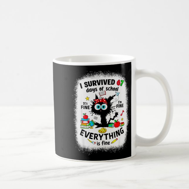 Cat I Survived 67 Days Of School Teachers Students Coffee Mug (Right)